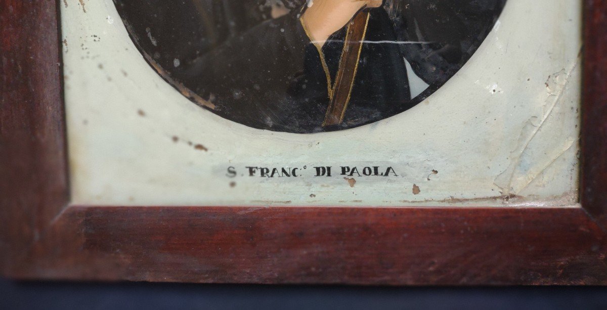 Peinture Sous Verre Saint François De Paule XVIIIe Siècle-photo-1