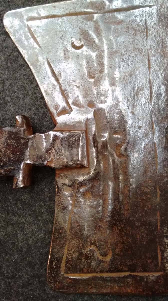 Bell'ascia da carpentiere in ferro forgiato XVII secolo-photo-2