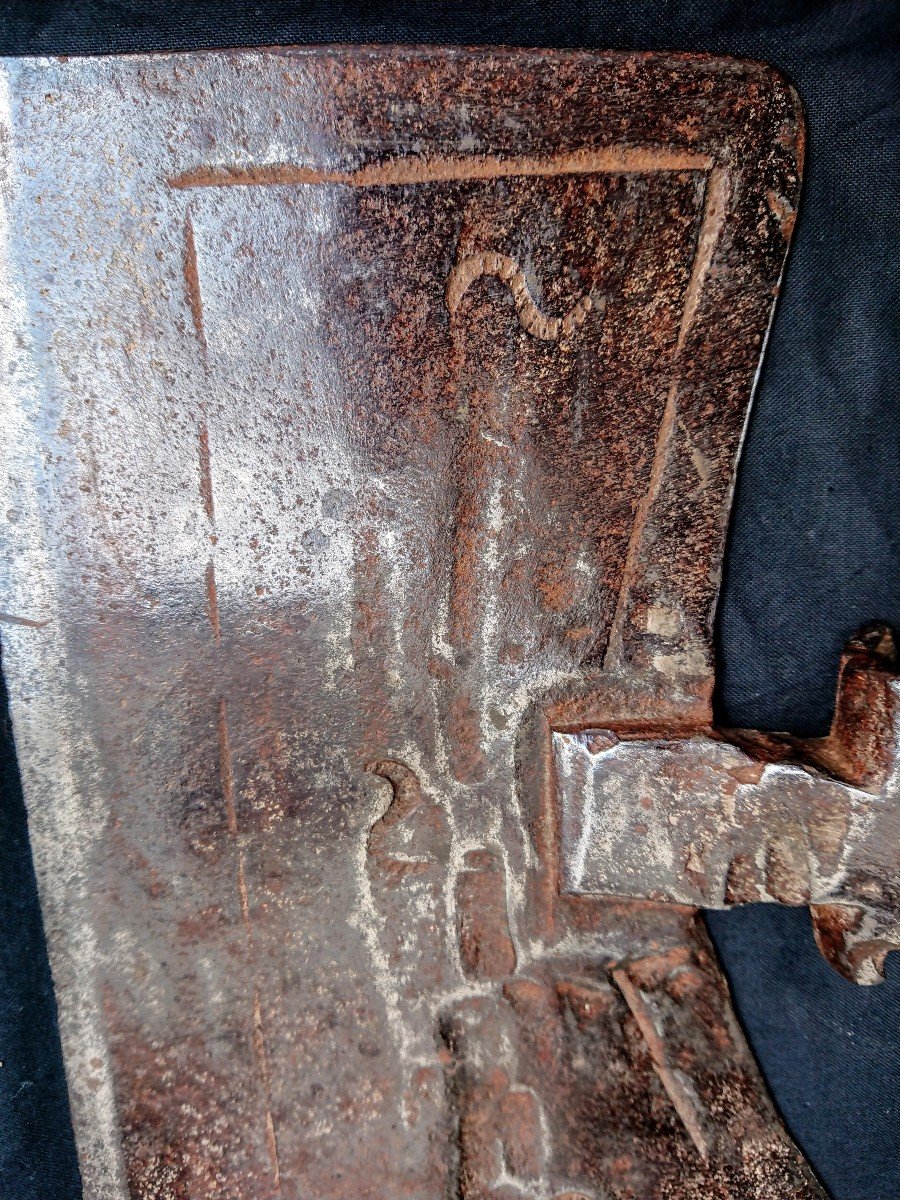 Bell'ascia da carpentiere in ferro forgiato XVII secolo-photo-4
