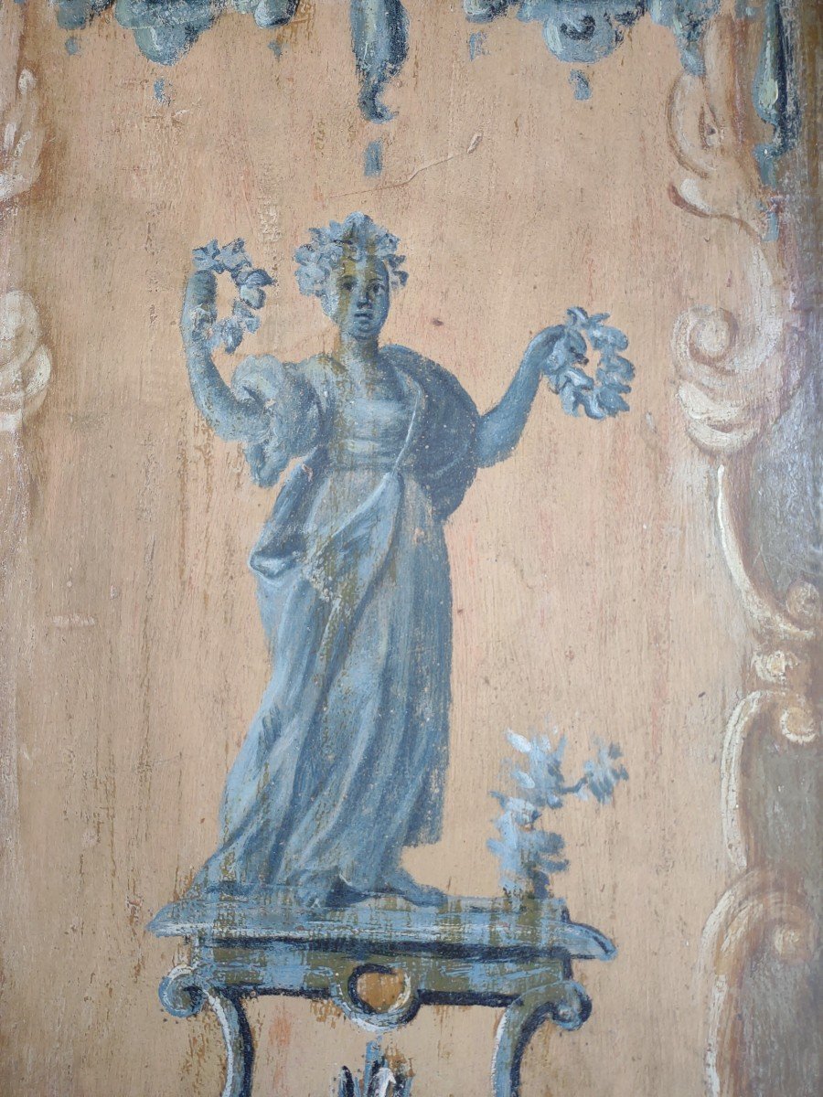 Importanta porta napoletana dipinta con figure e decori in stile Luigi XV-photo-3
