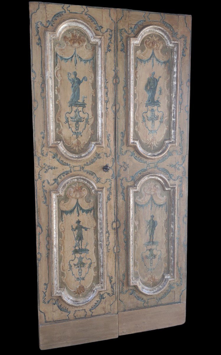 Importanta porta napoletana dipinta con figure e decori in stile Luigi XV-photo-2
