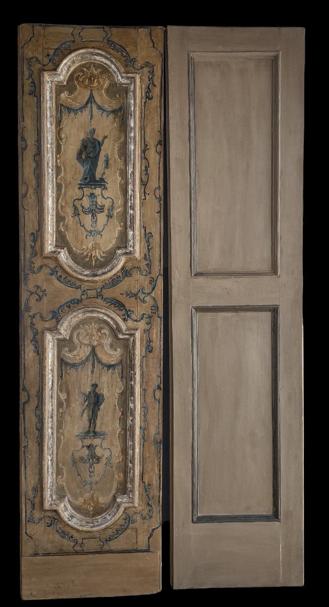 Importanta porta napoletana dipinta con figure e decori in stile Luigi XV-photo-1