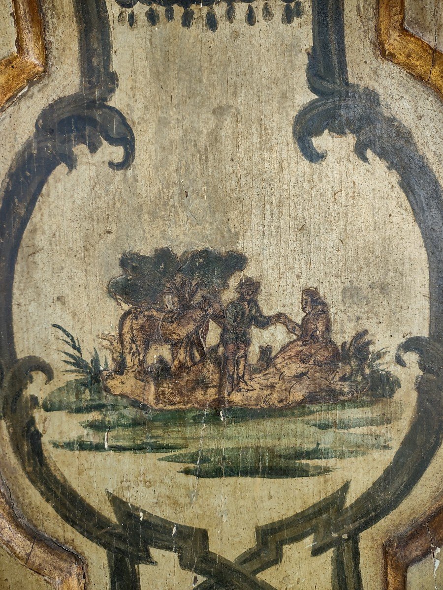Paire De Panneaux En Bois Peints XVIIIe Siècle-photo-2