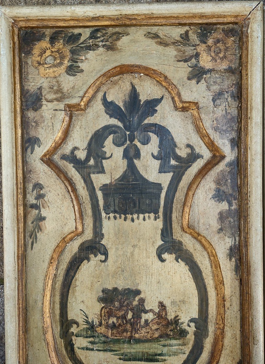 Paire De Panneaux En Bois Peints XVIIIe Siècle-photo-4