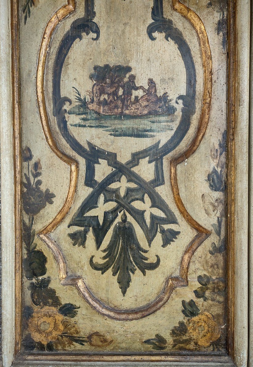 Paire De Panneaux En Bois Peints XVIIIe Siècle-photo-2