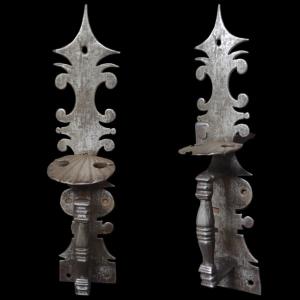 Importante maniglia di porta in ferro forgiato XVIII secolo