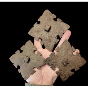 3 Grossi chiodi a 2 elementi in ferro forgiato XVII secolo