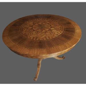 Elegante tavolo rolino intarsiato prima metà XIX secolo