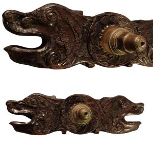 Robinetto di botte da vino in quercia scolpita fine XVIII secolo