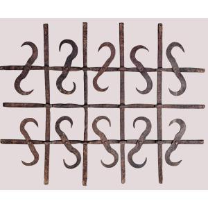 Rara inferriata bergamasca in ferro forgiato alta epoca