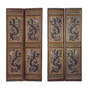 Bella coppia di porte a due ante dipinte Roma XVIII secolo 