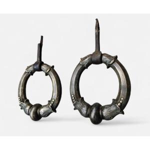 Grande coppia di battiporta in bronzo Milano fine XVII-inizio XVIII secolo