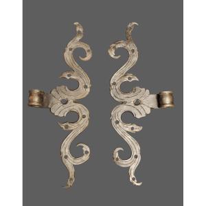 Coppi di cerniere in ferro forgiato ed inciso XVIII secolo 