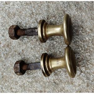 Coppia di pomoli in ottone XIX secolo