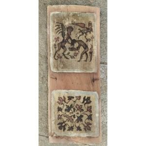 Frammento dipinto a tempera di soffitto cremonese tardo-gotico