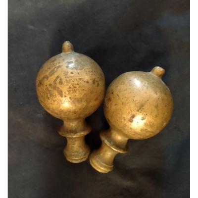 Grande coppia di pomoli in bronzo XVII secolo