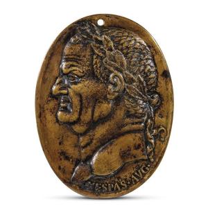 Plaque En Bronze Représentant l'Empereur Vespasiano Région De Venise XVIe Siècle 
