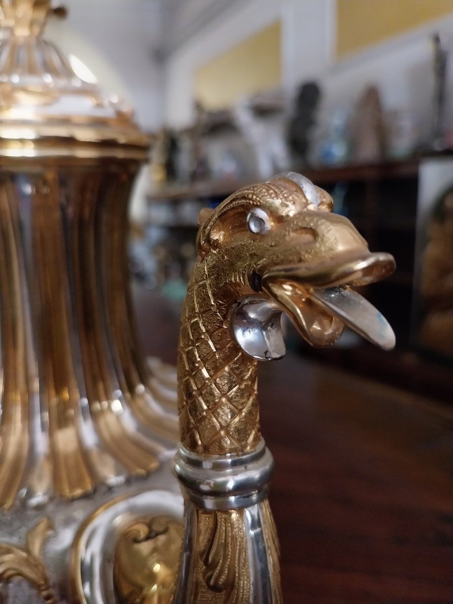 Caffettiera in argento dorato-photo-2