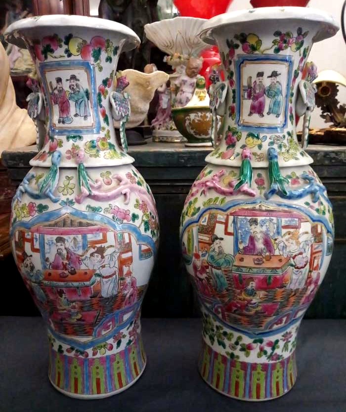 oppia di Vasi in Porcellana, manifattura Canton