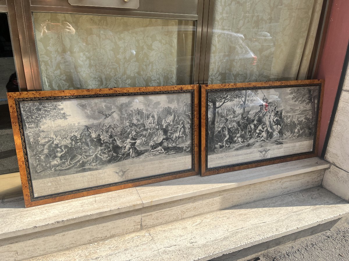 Stampa d'incisione storica con scena di battaglia-photo-2