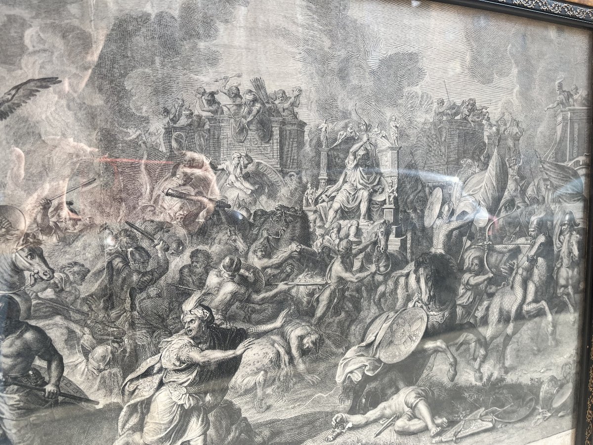 Stampa d'incisione storica con scena di battaglia-photo-1