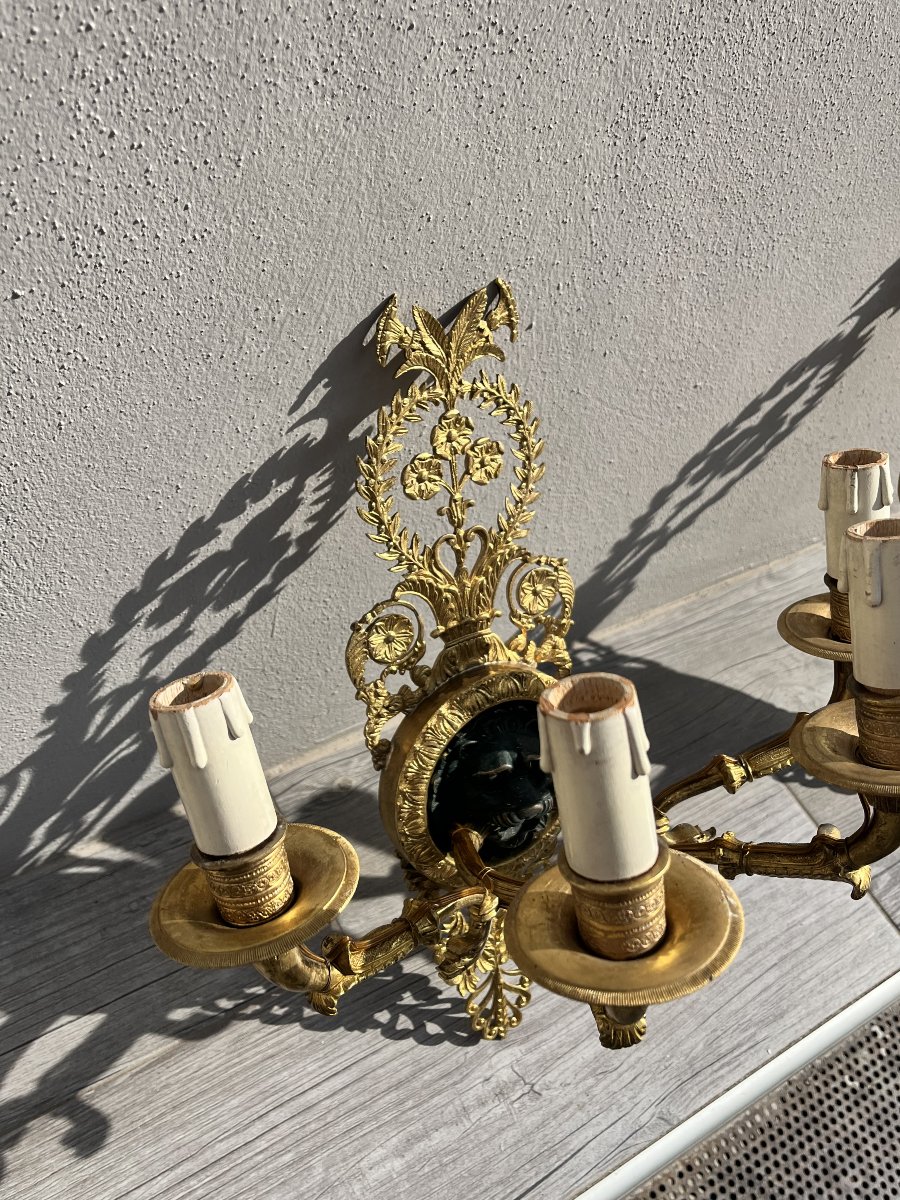 Coppia di applique in bronzo dorato-photo-4