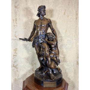 scultura in bronzo "La difesa del focolare" di E. Boisseau – Fine XIX secolo
