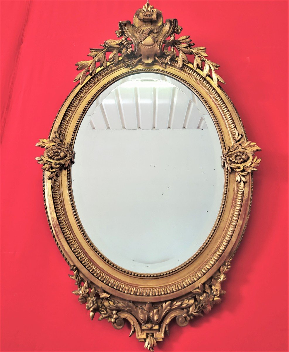 Specchiera ovale dorata-photo-3