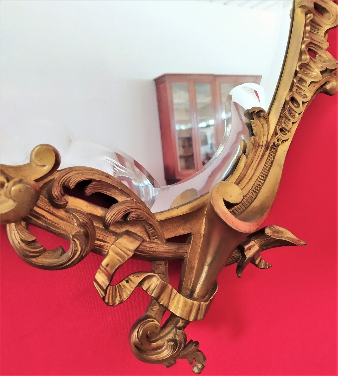 Piccola specchiera in bronzo dorato-photo-4