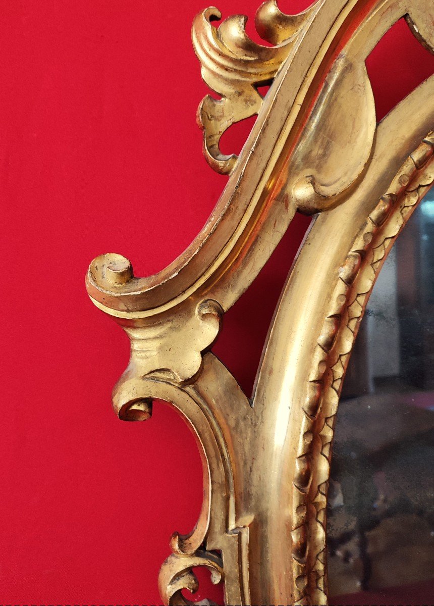 Specchio ovale in legno dorato-photo-4