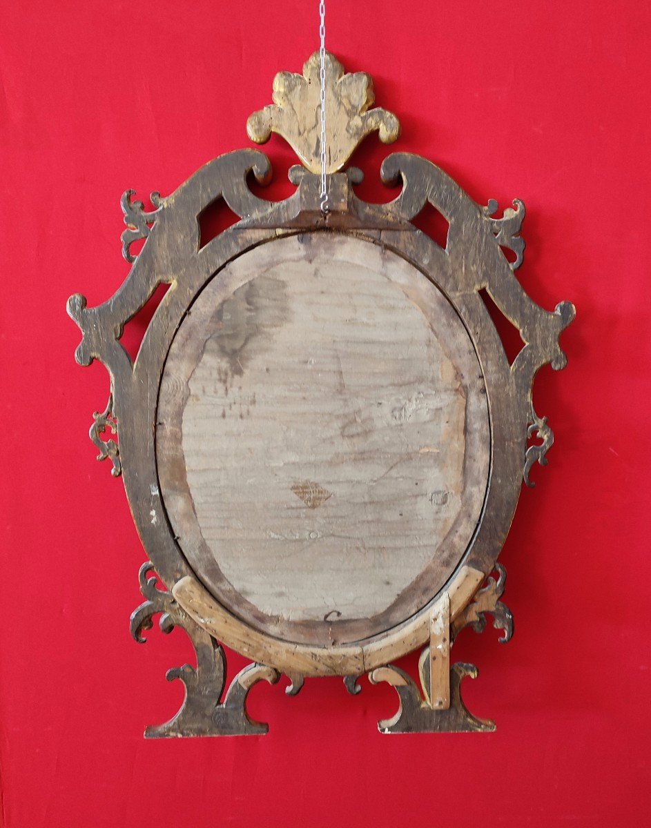 Specchio ovale in legno dorato-photo-5