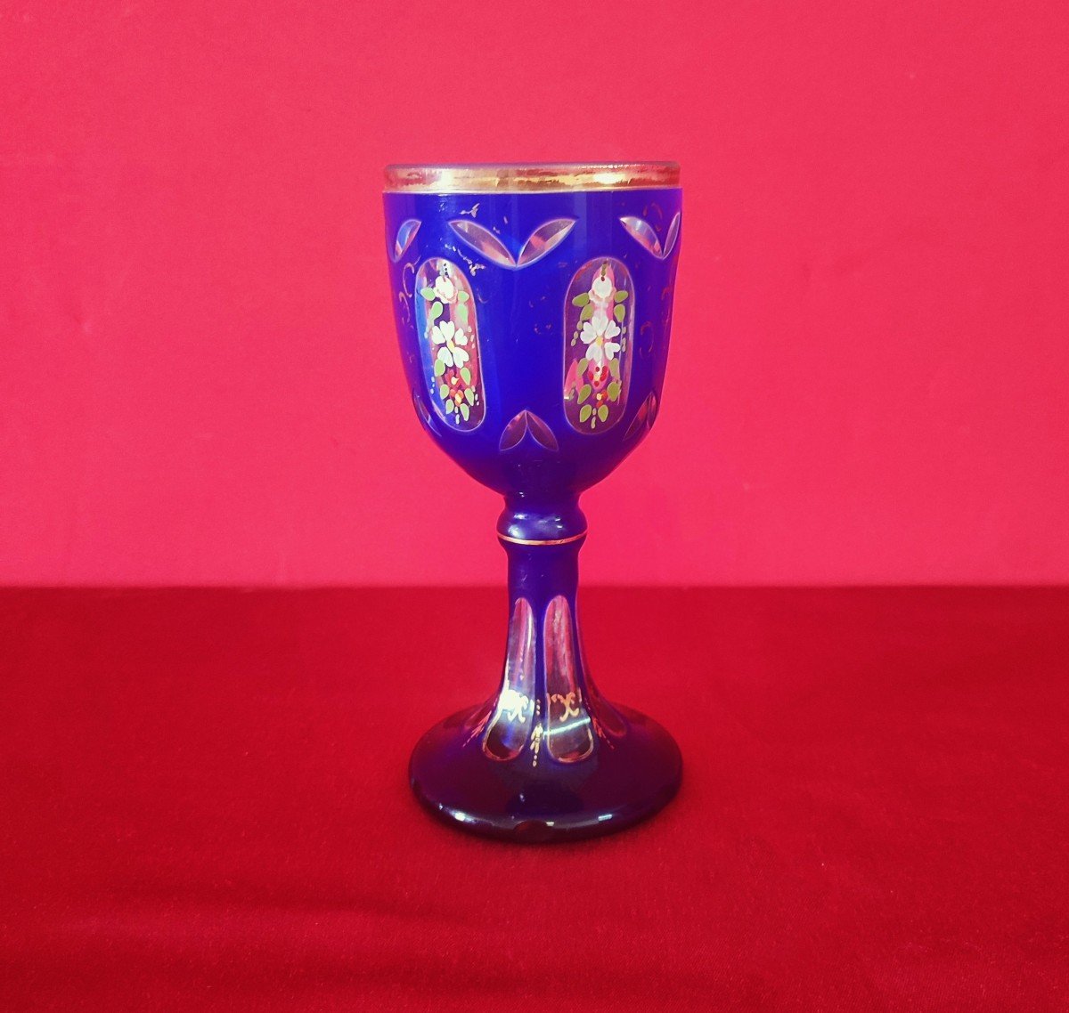 Calice da cerimonia in vetro blu molato-photo-6