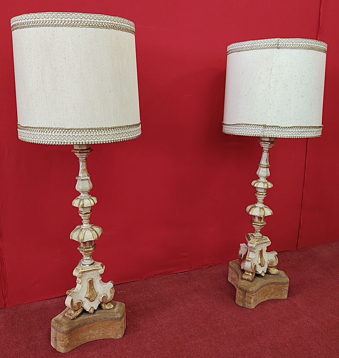 Coppia candelabri laccati