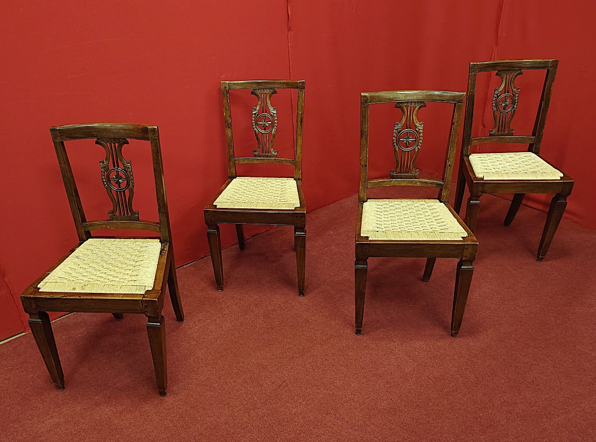 Gruppo di quattro sedie Impero