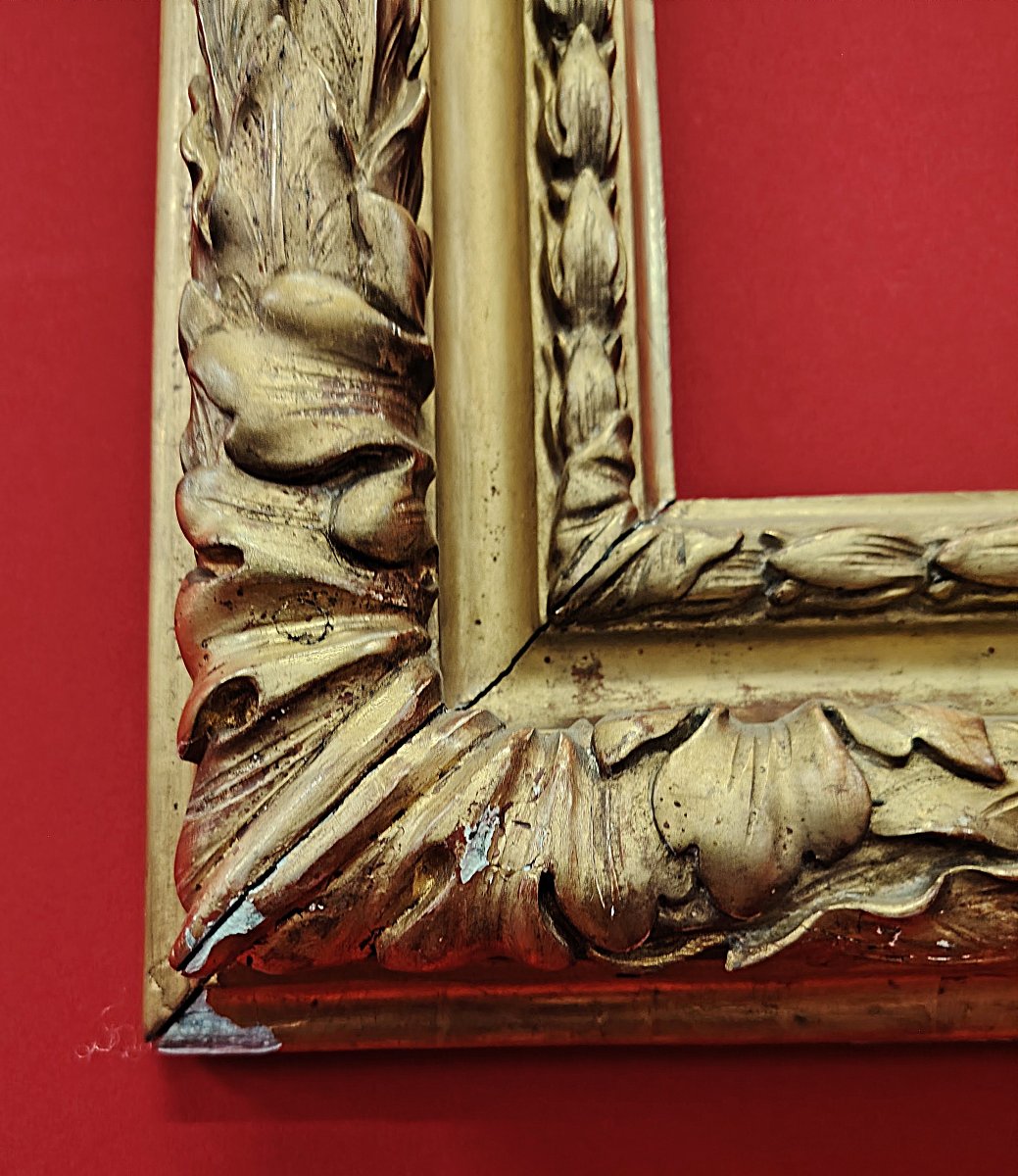 Cornice Rettangolare in Legno Dorato – Italia, XIX Secolo-photo-1