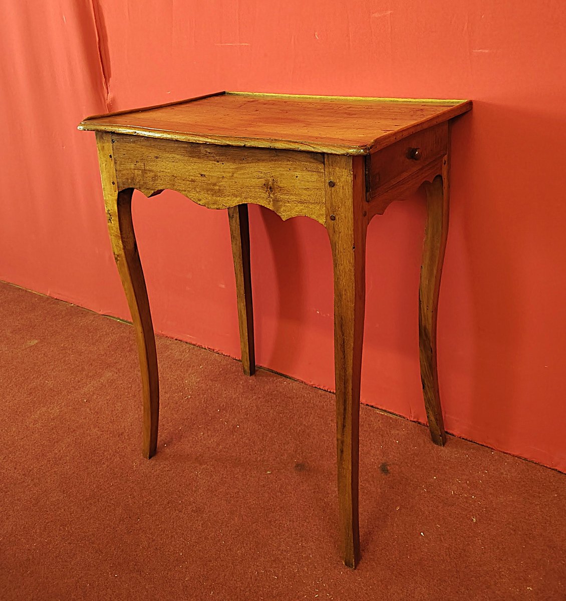 Tavolino Scrittoio in Legno di Noce con Cassetto – Stile Luigi XV, XVIII Secolo-photo-2