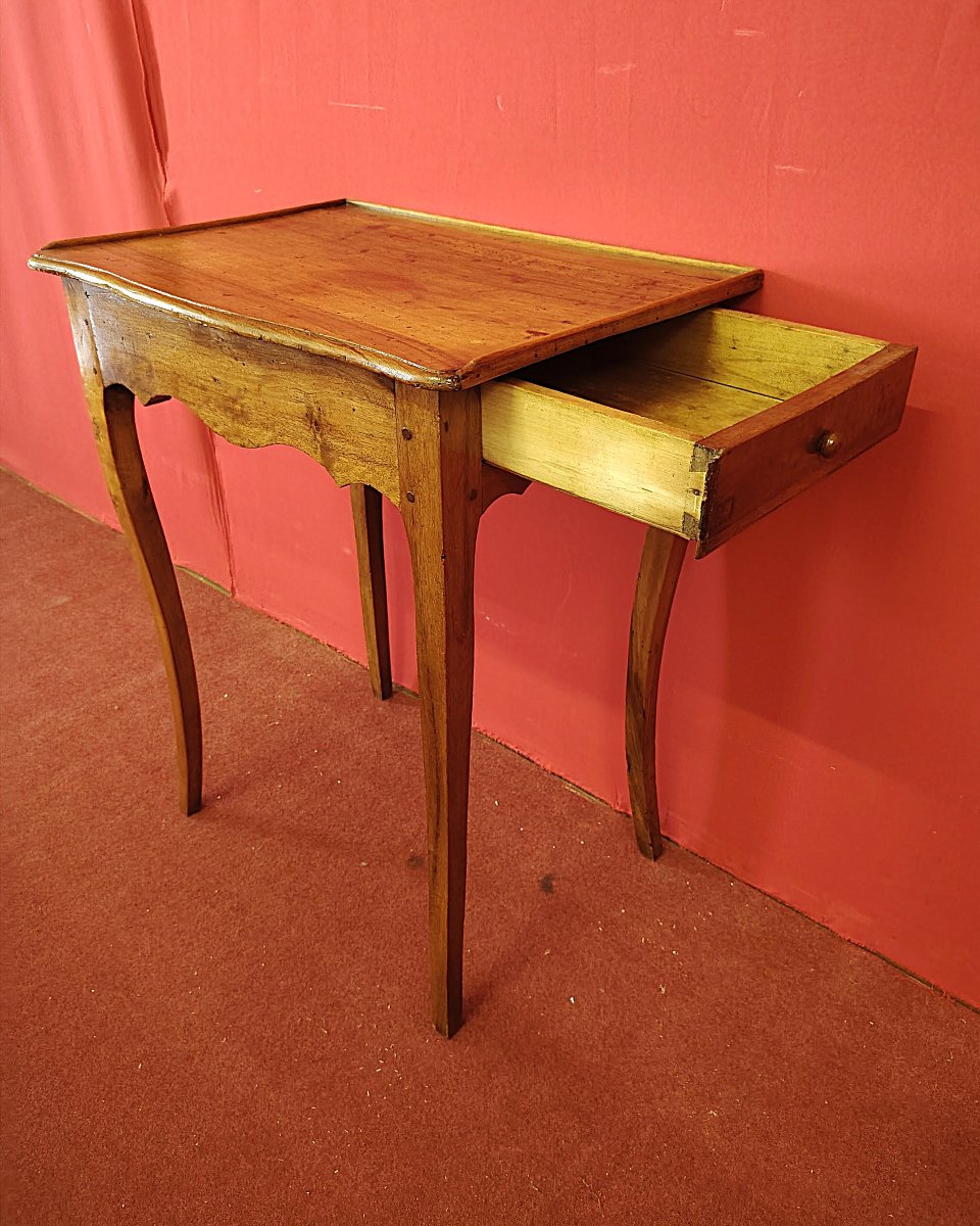 Tavolino Scrittoio in Legno di Noce con Cassetto – Stile Luigi XV, XVIII Secolo-photo-1