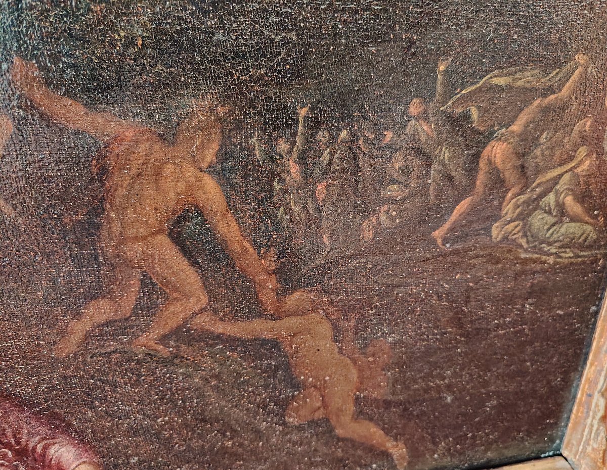 Dipinto Antico del Seicento - L'Esodo nel Deserto - Cerchia di Giulio Carpioni-photo-4