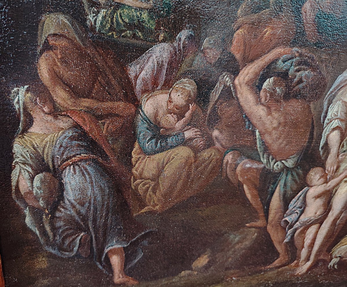 Dipinto Antico del Seicento - L'Esodo nel Deserto - Cerchia di Giulio Carpioni-photo-1