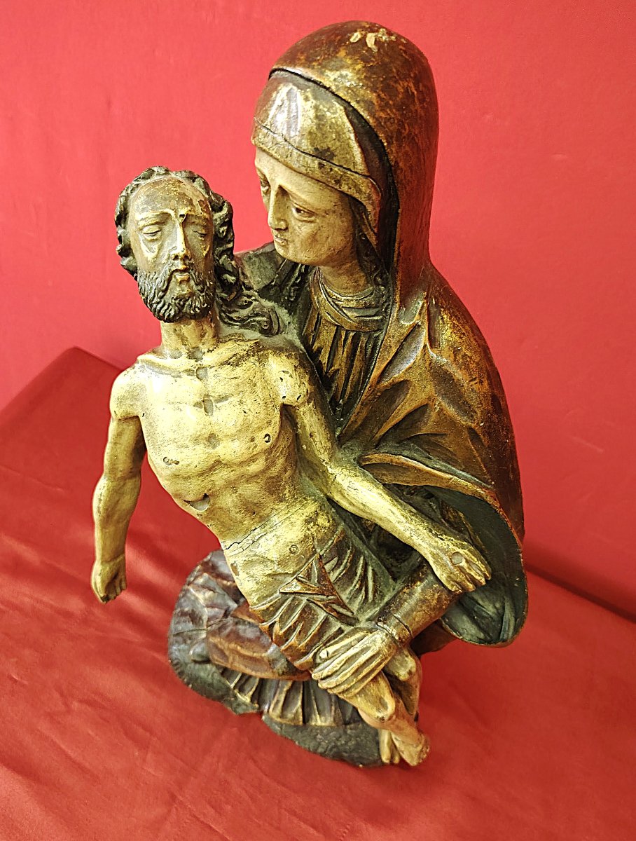 Pietà (Vesperbild) in legno policromo e dorato – Fine XV / Inizio XVI sec.-photo-2