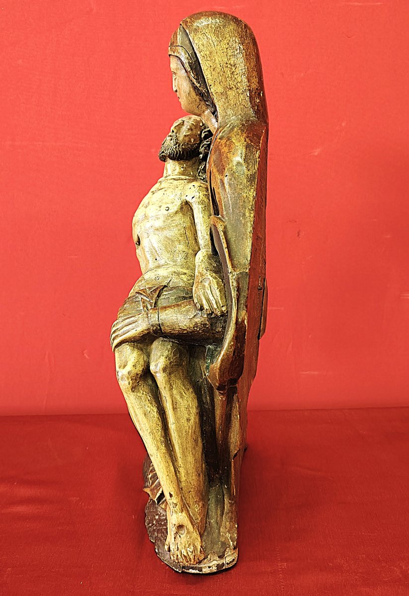 Pietà (Vesperbild) in legno policromo e dorato – Fine XV / Inizio XVI sec.-photo-3