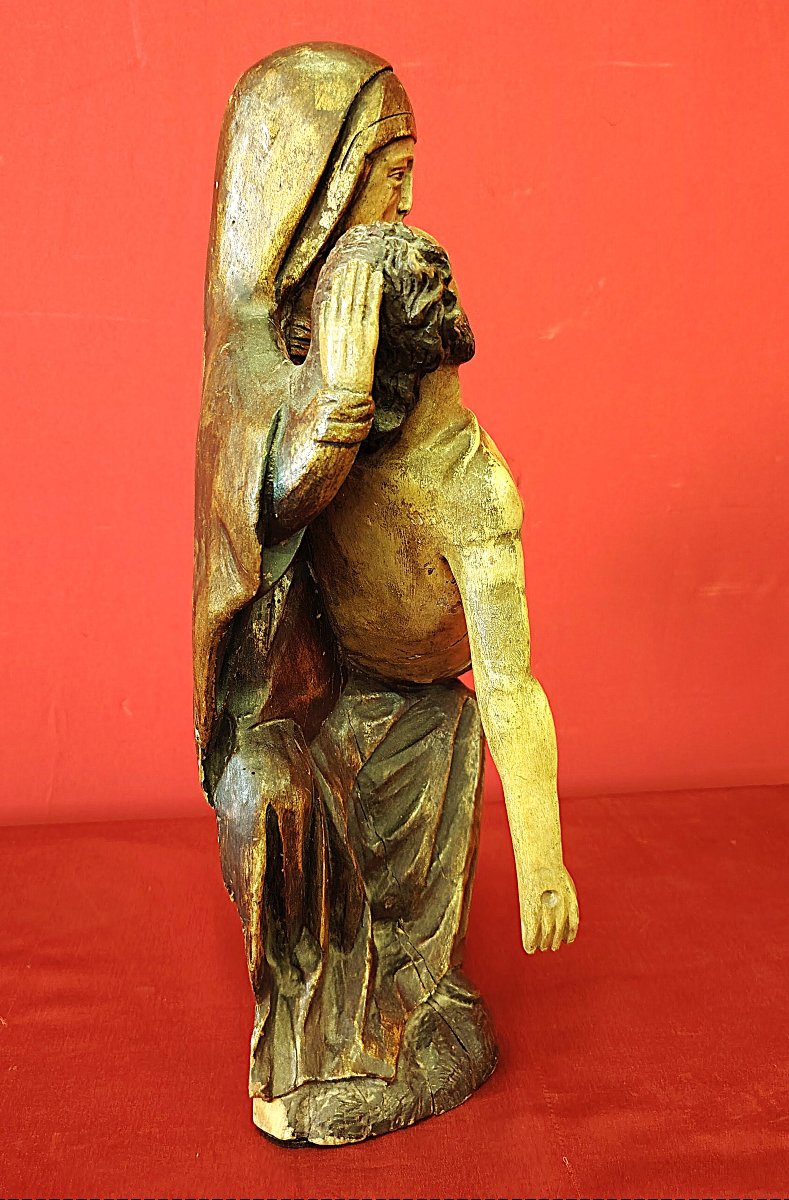 Pietà (Vesperbild) in legno policromo e dorato – Fine XV / Inizio XVI sec.-photo-4