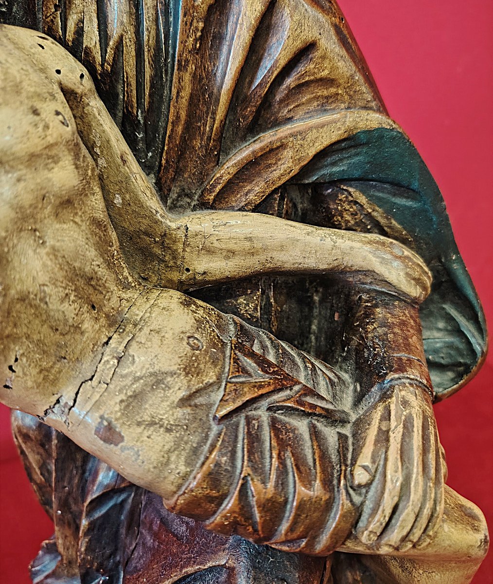 Pietà (Vesperbild) in legno policromo e dorato – Fine XV / Inizio XVI sec.-photo-3