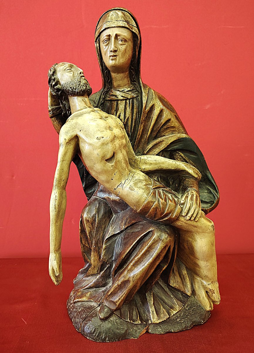 Pietà (Vesperbild) in legno policromo e dorato – Fine XV / Inizio XVI sec.-photo-6