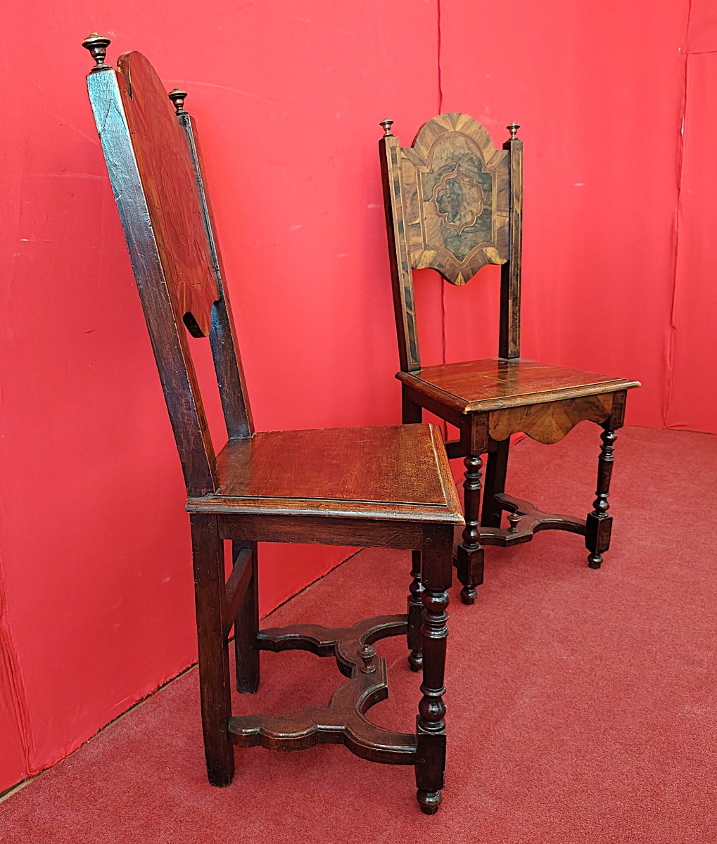 Coppia di Sedie Barocche Intarsiate in Noce e Radica – Lombardo-Veneto, fine XVII secolo-photo-3