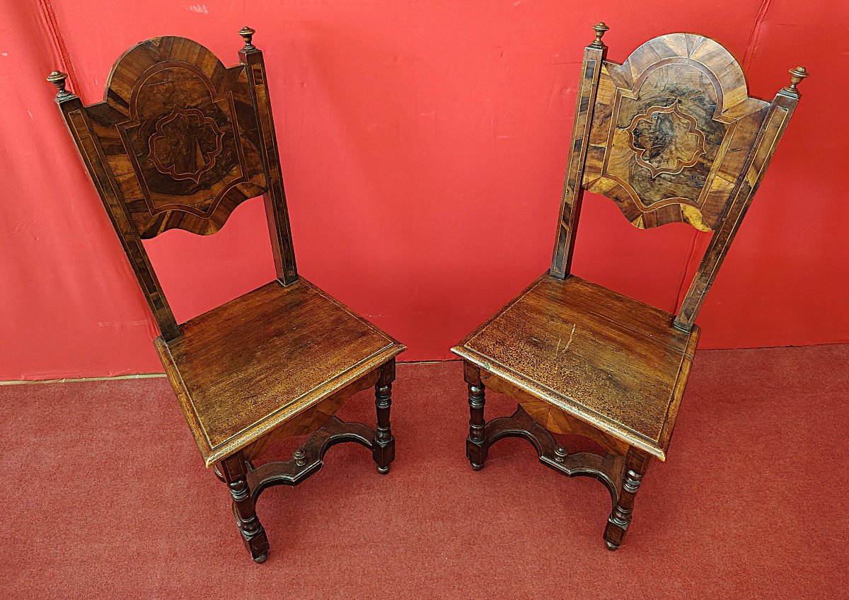 Coppia di Sedie Barocche Intarsiate in Noce e Radica – Lombardo-Veneto, fine XVII secolo-photo-6