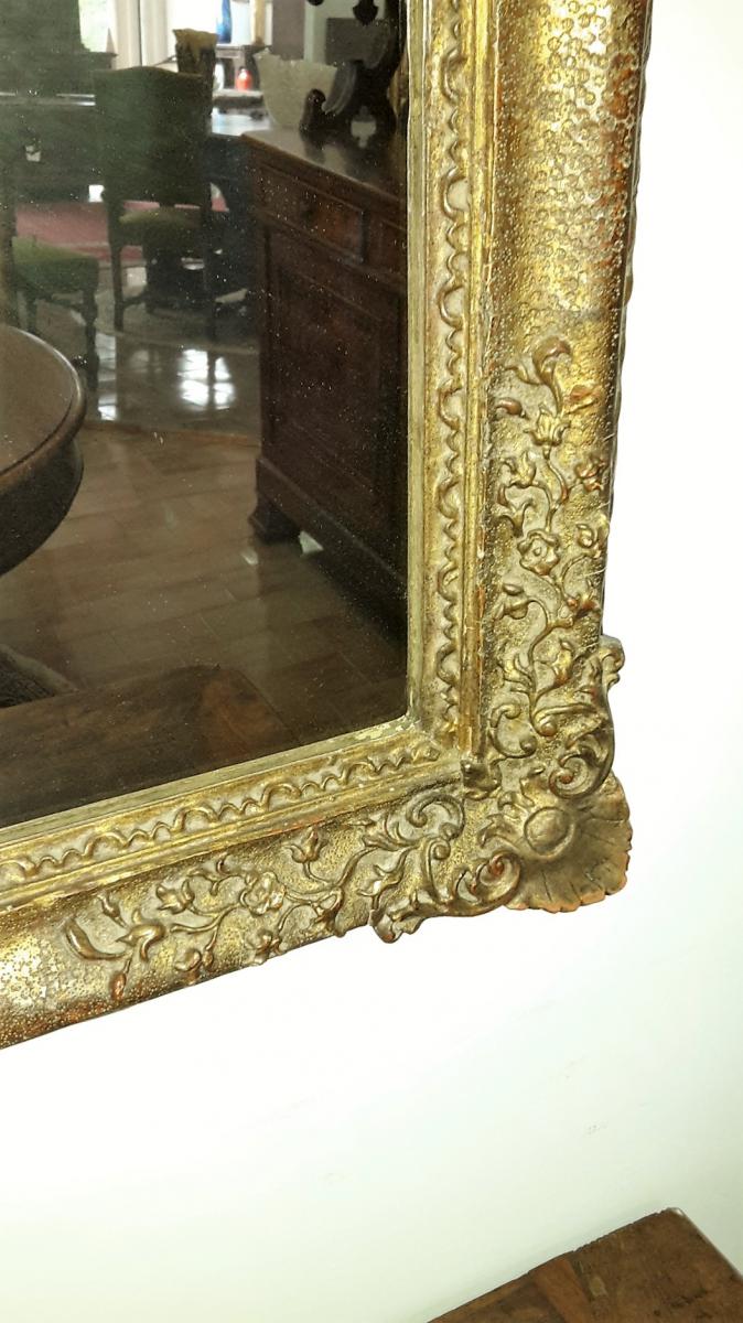 Miroir en bois et plâtre doré-photo-2