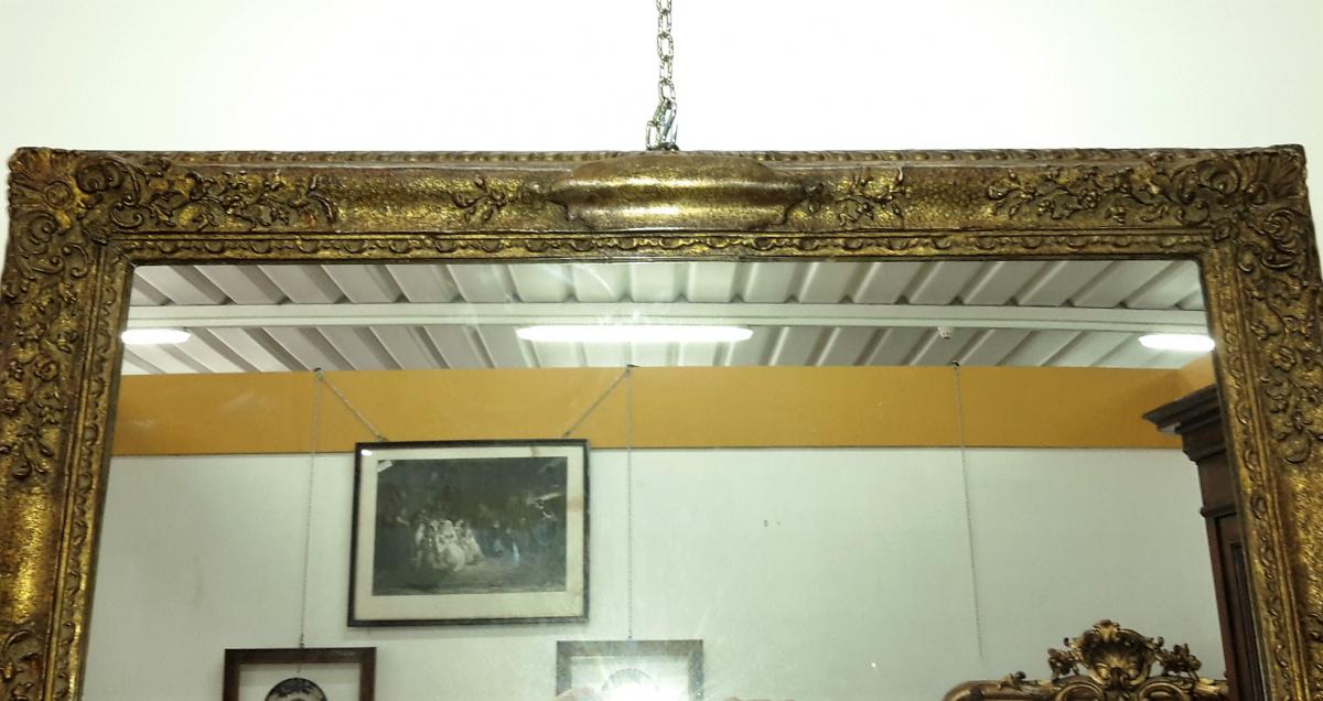 Miroir en bois et plâtre doré-photo-4