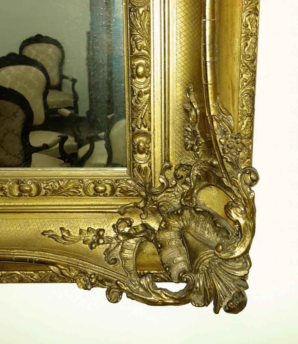 Miroir en plâtre doré restauré-photo-3