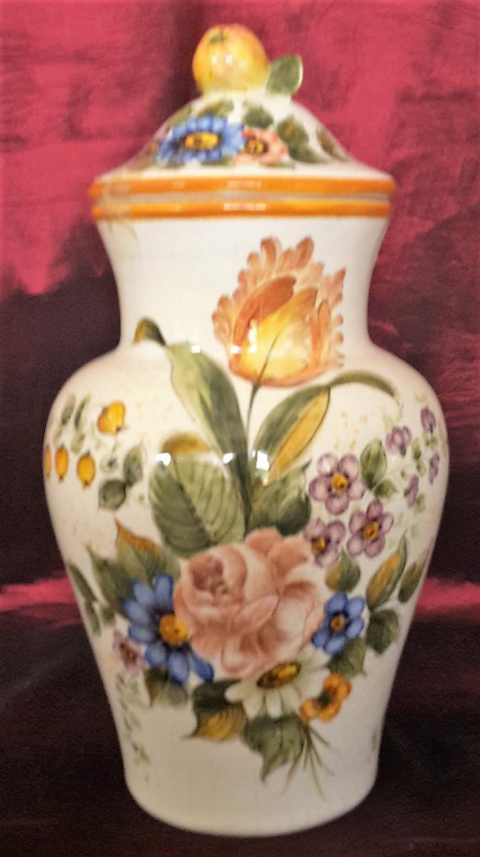 Paire de vases en céramique italienne, peint à la main-photo-2